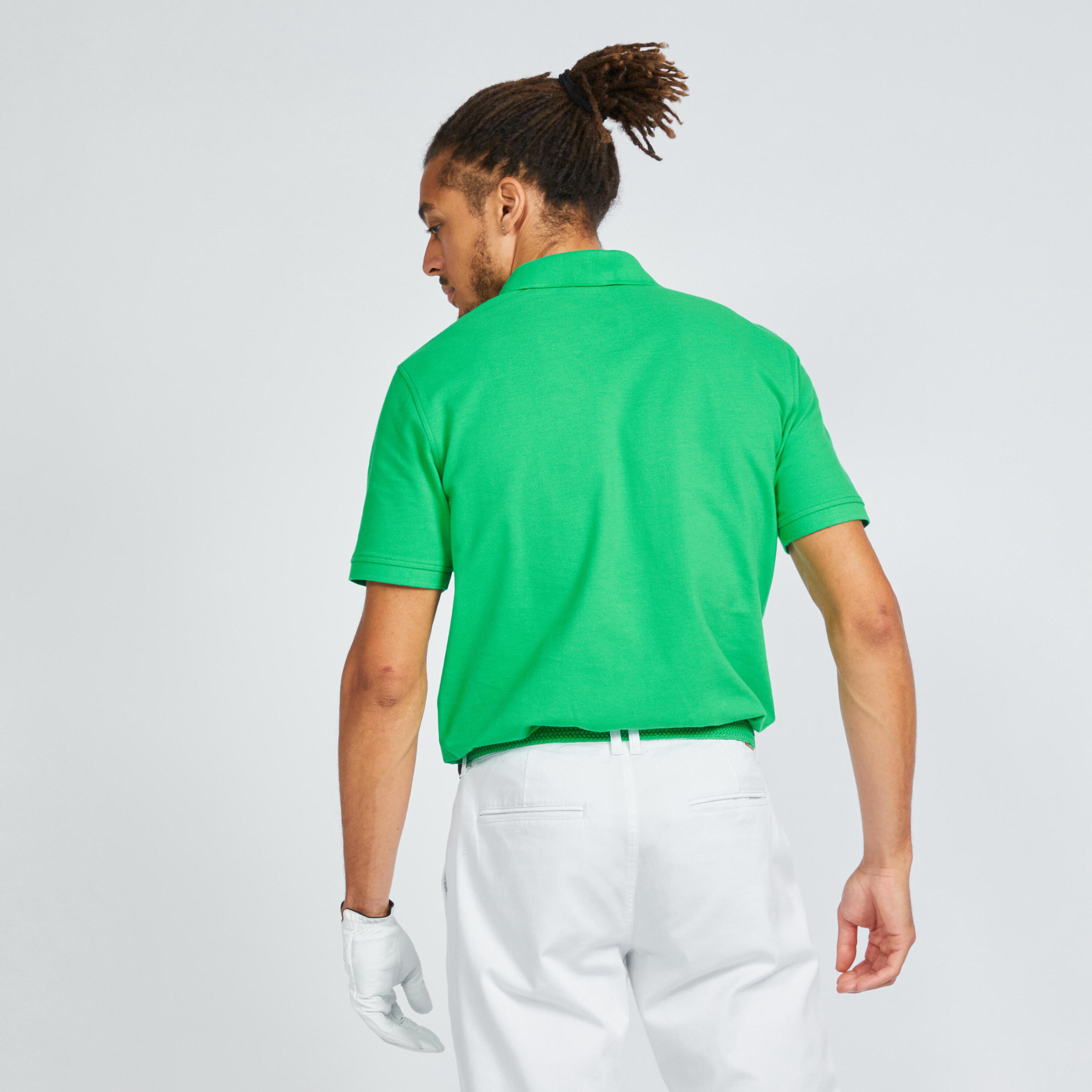 Men's short-sleeved golf polo shirt - MW500 green 3/5