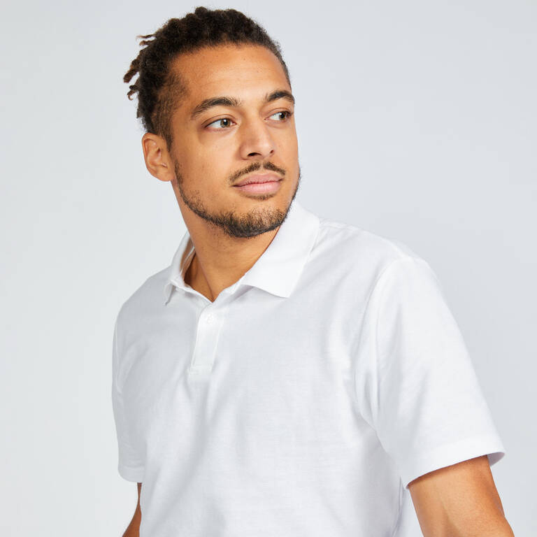 Men's golf 100% cotton short-sleeved polo shirt - MW100 White