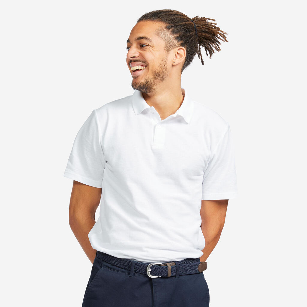 Polo de golf coton manches courtes homme, MW100 blanc