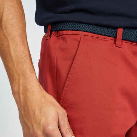 Men's golf chino shorts - MW500 dark red