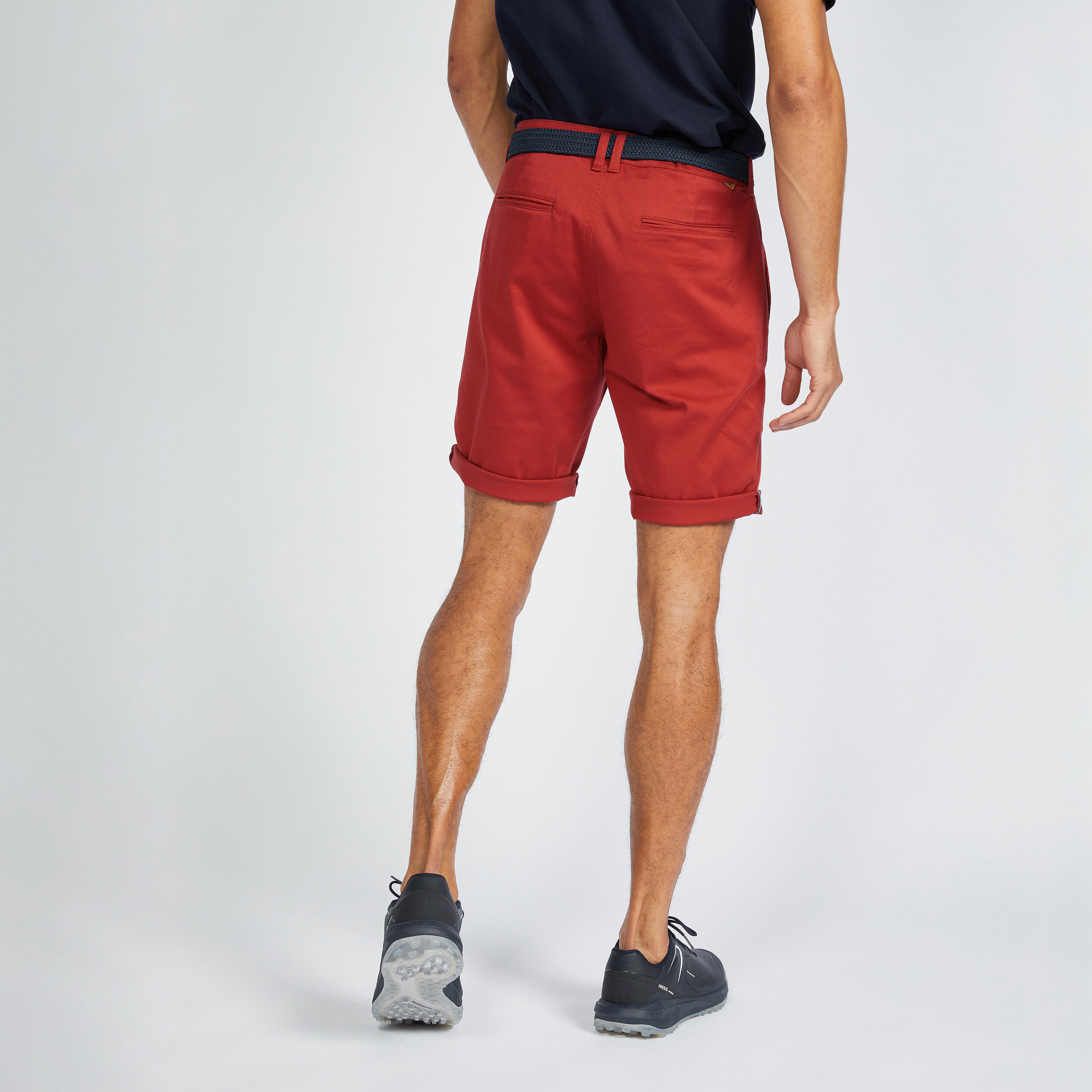 Men's golf chino shorts MW500 dark red