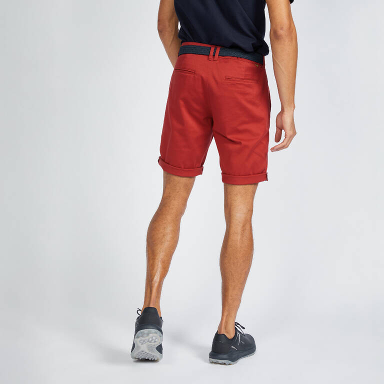 Men's golf chino shorts - MW500 dark red