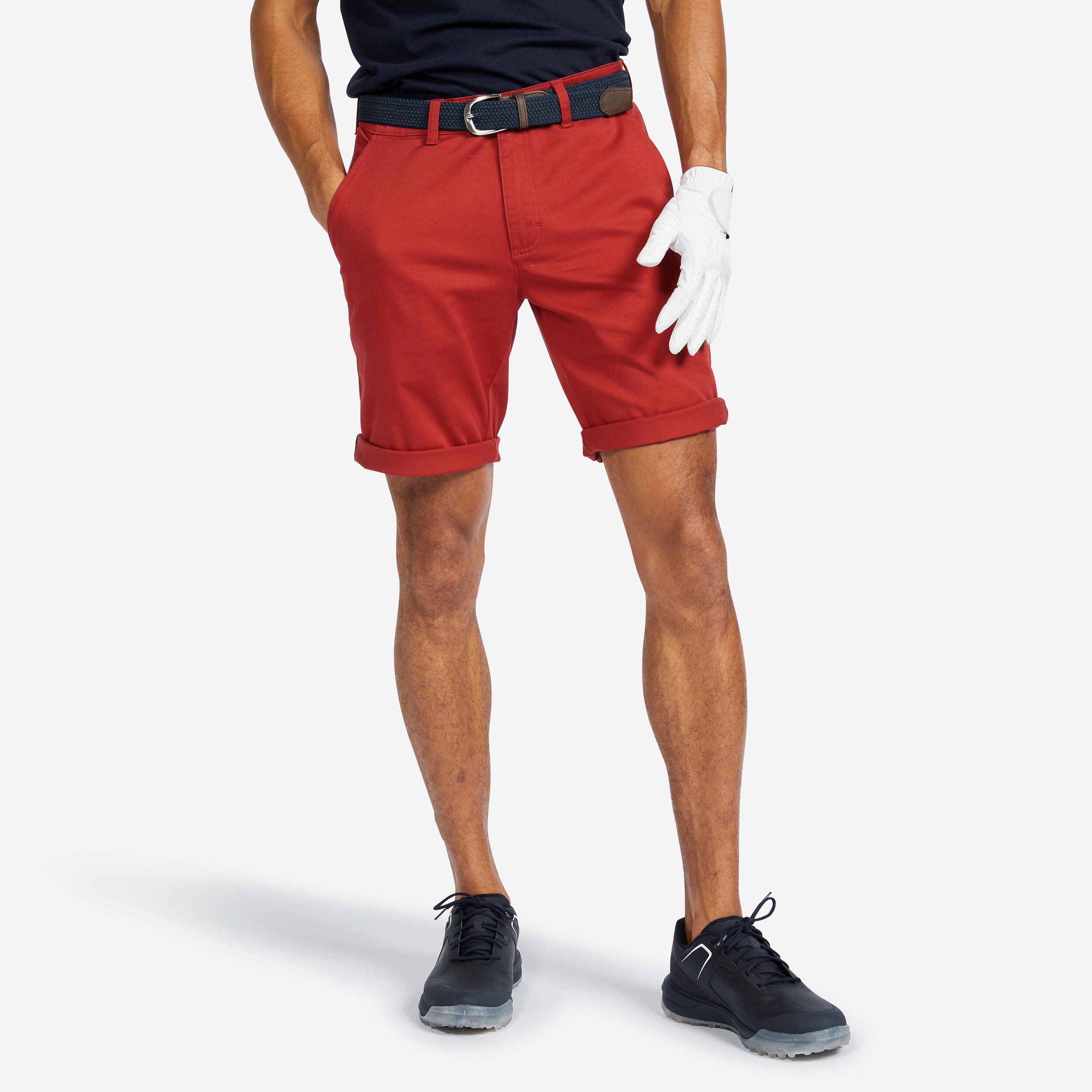 Men's golf chino shorts - MW500 dark red 1/6