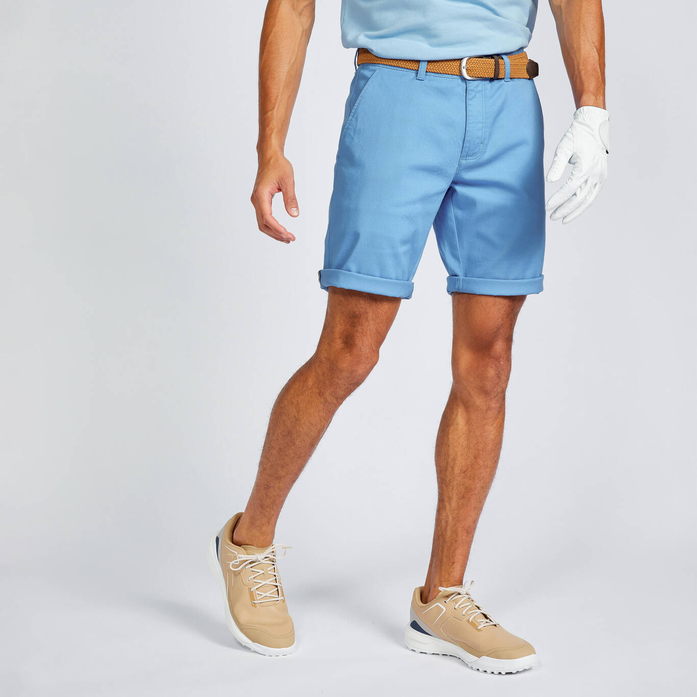 Men's golf chino shorts - MW500 Mediterranean blue