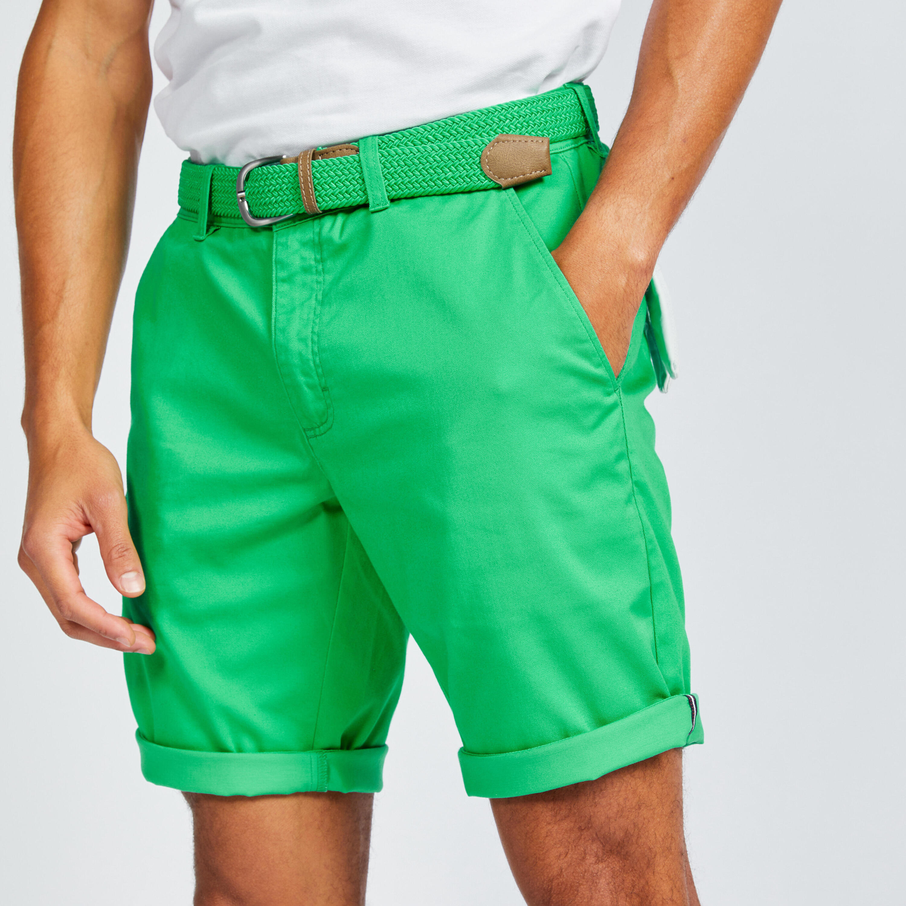 Men's golf chino shorts - MW500 green 4/6