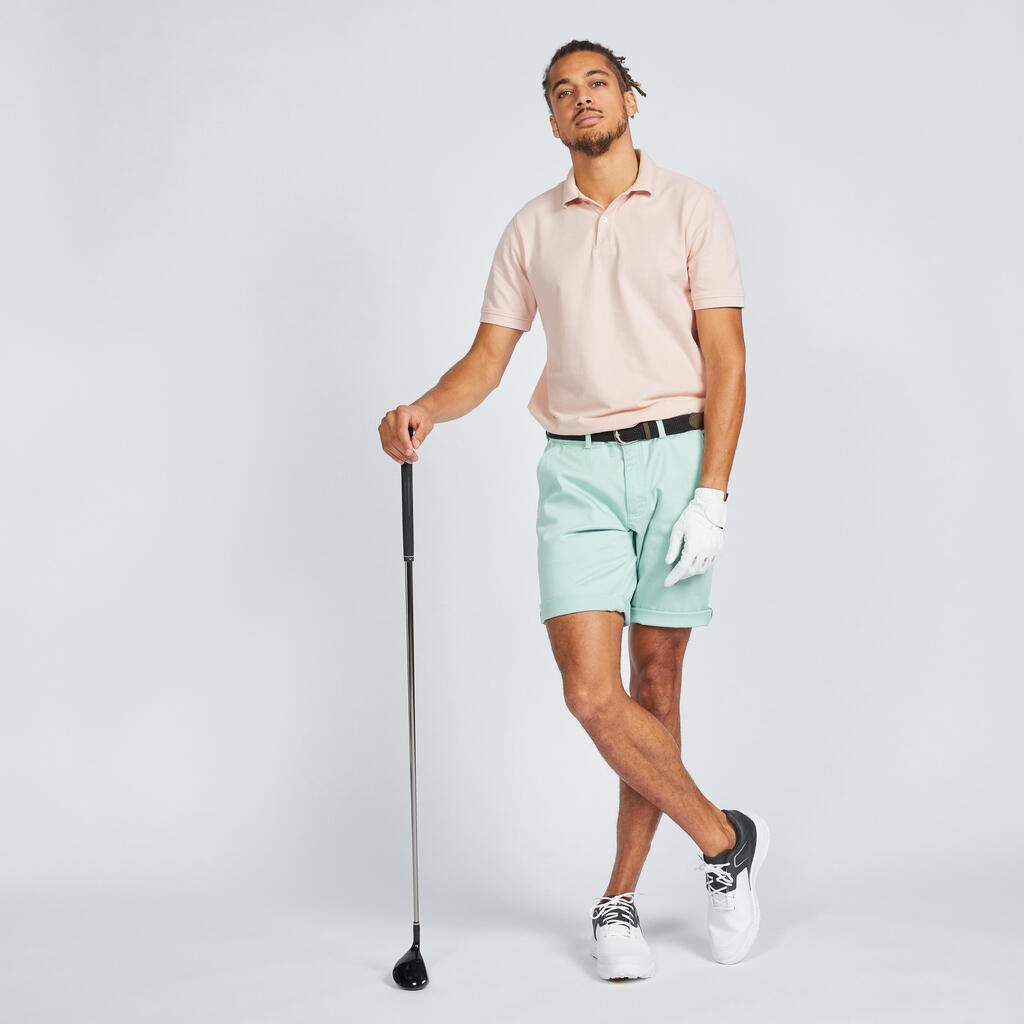 Men's golf chino shorts - MW500 light pink