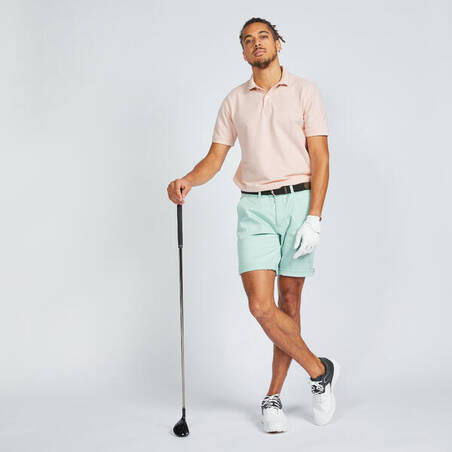 Men's short-sleeved golf polo shirt - MW500 pale pink