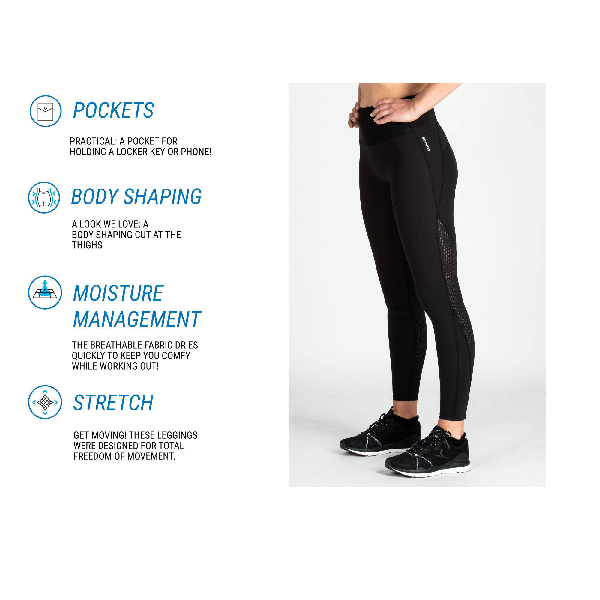Women Gym Leggings  High Waist - Black -  3