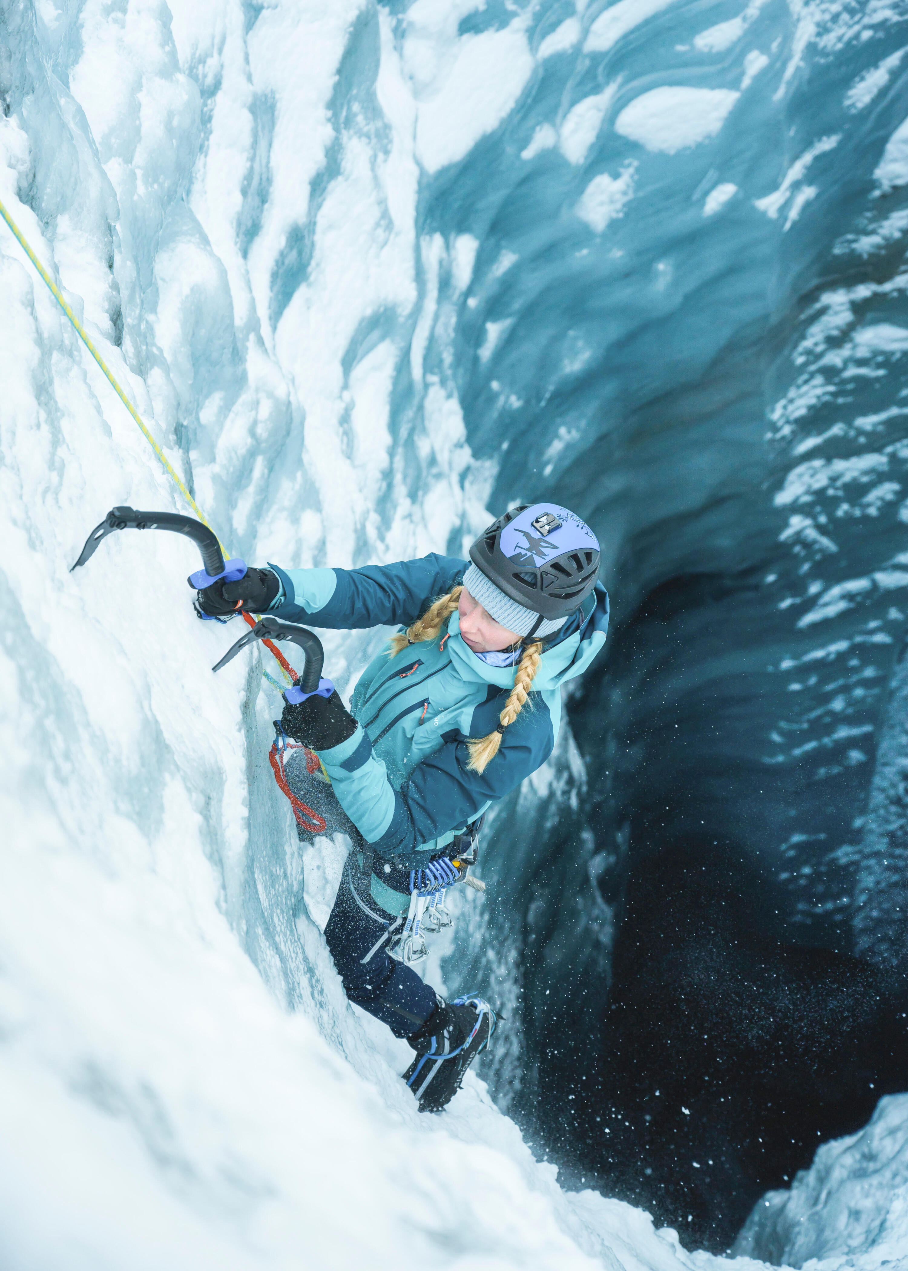 Corde à double d'escalade et d'alpinisme -  rappel ice 7.5 mm x 60m jaune 7/10
