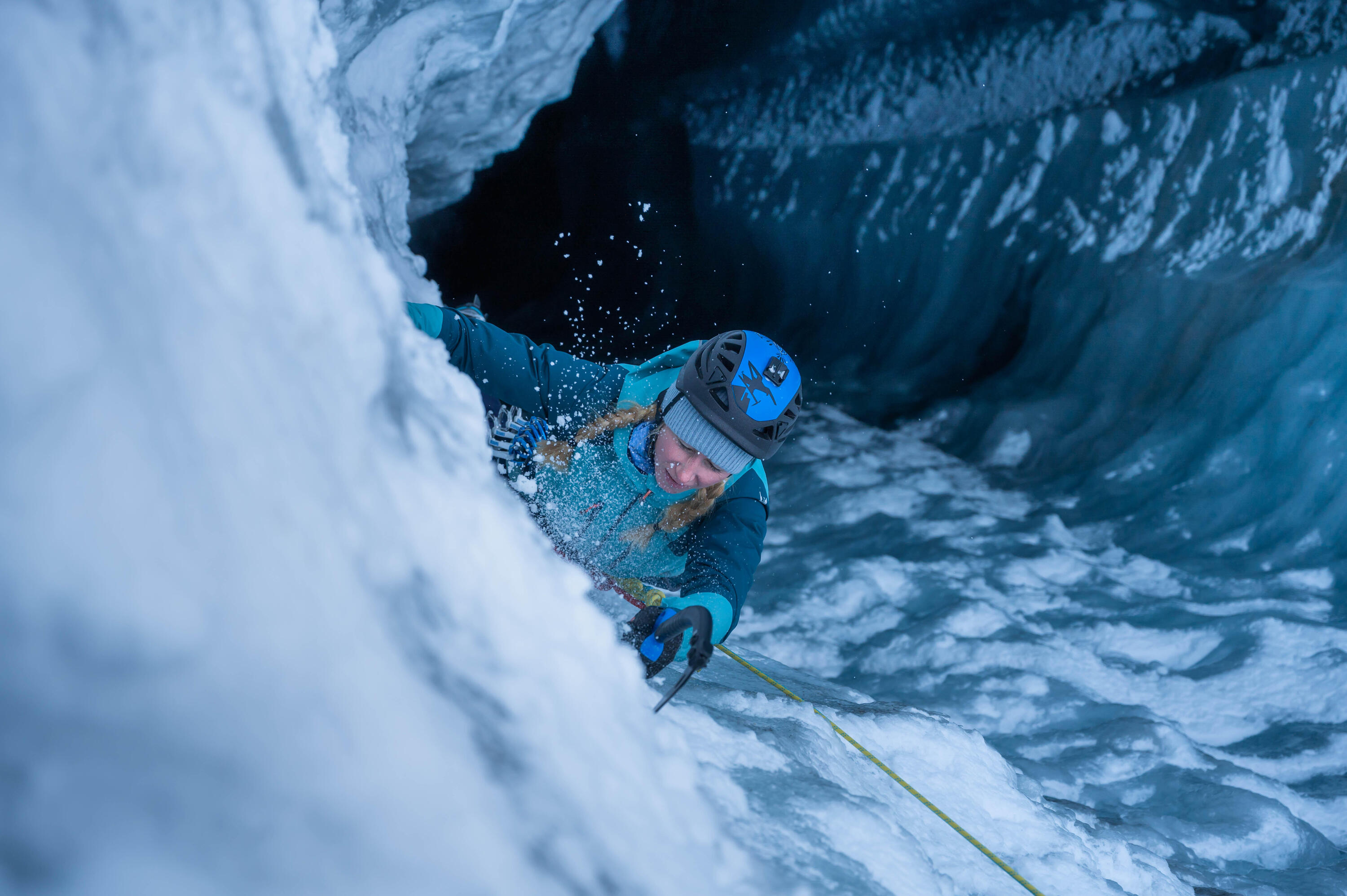 Corde à double d'escalade et d'alpinisme -  rappel ice 7.5 mm x 60m jaune 8/10