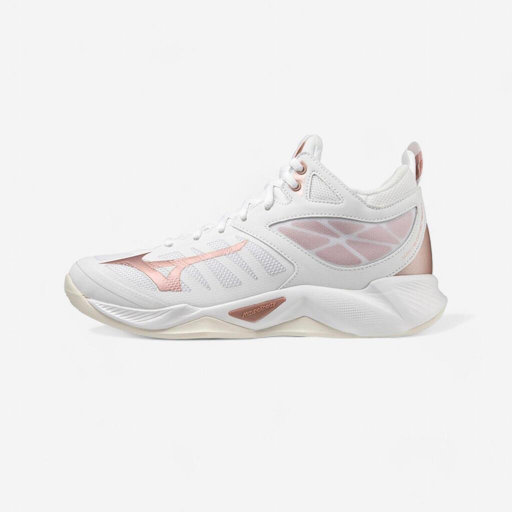 Moteriški tinklinio bateliai „Mizuno Dimension Mid“, balti, rožiniai