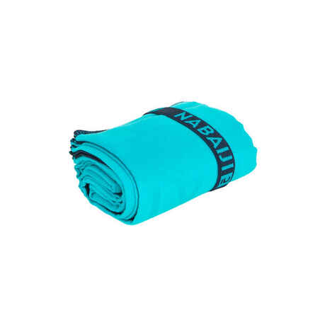 Πετσέτα με μικροΐνες για κολύμβηση, μέγεθος Μ 60 x 80 cm, διπλής όψης - Μπλε/πράσινο