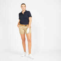 Women's golf cotton short-sleeved polo shirt - MW500 navy blue