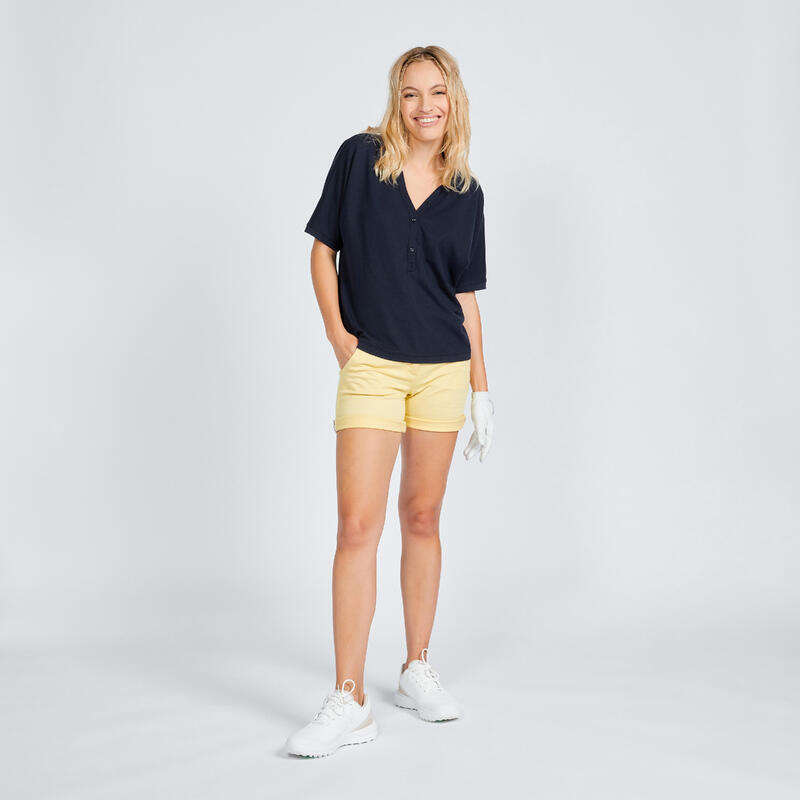 Golfpolo voor dames MW520 korte mouwen marineblauw