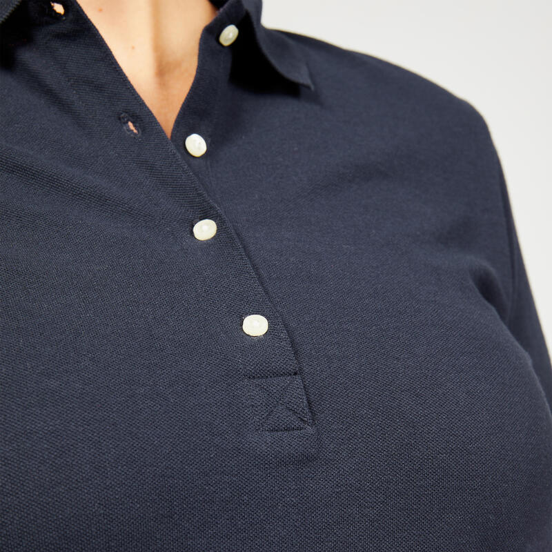 Polo golf en coton polyester manches courtes femme, MW500 bleu marine
