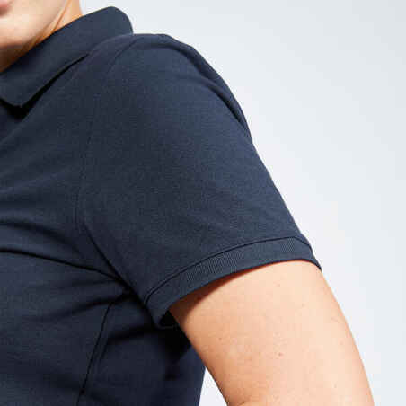 Moteriški trumparankoviai golfo polo marškinėliai „MW500“, tamsiai mėlyni