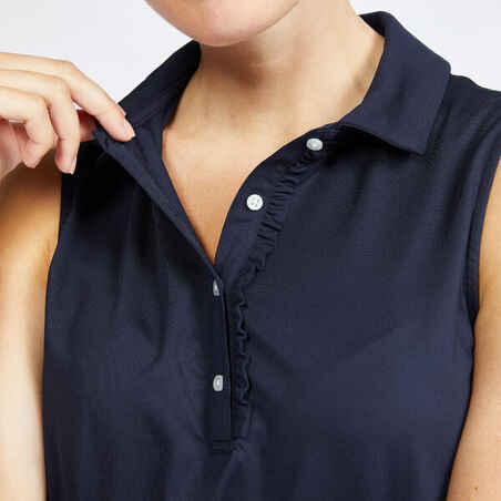 Women's sleeveless golf polo shirt - WW500 navy blue