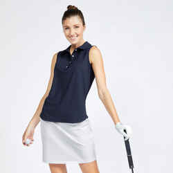 Women's sleeveless golf polo shirt - WW500 navy blue
