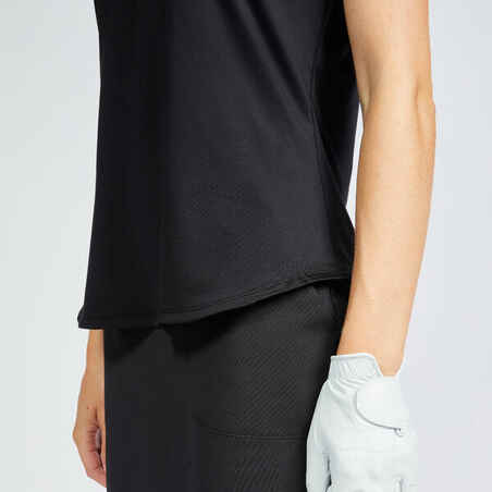 Moteriški trumparankoviai golfo polo marškinėliai „WW500“, juodi