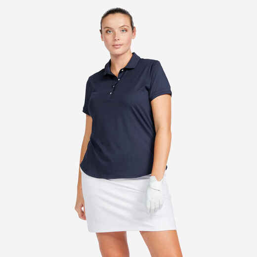 
      Modra ženska polo majica s kratkimi rokavi za golf WW 500
  