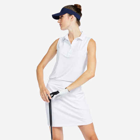 Camiseta Polo de golf sin mangas mujer - WW500 blanca