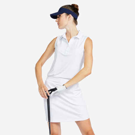 WOMEN'S SLEEVELESS GOLF POLO SHIRT - WW500 WHITE