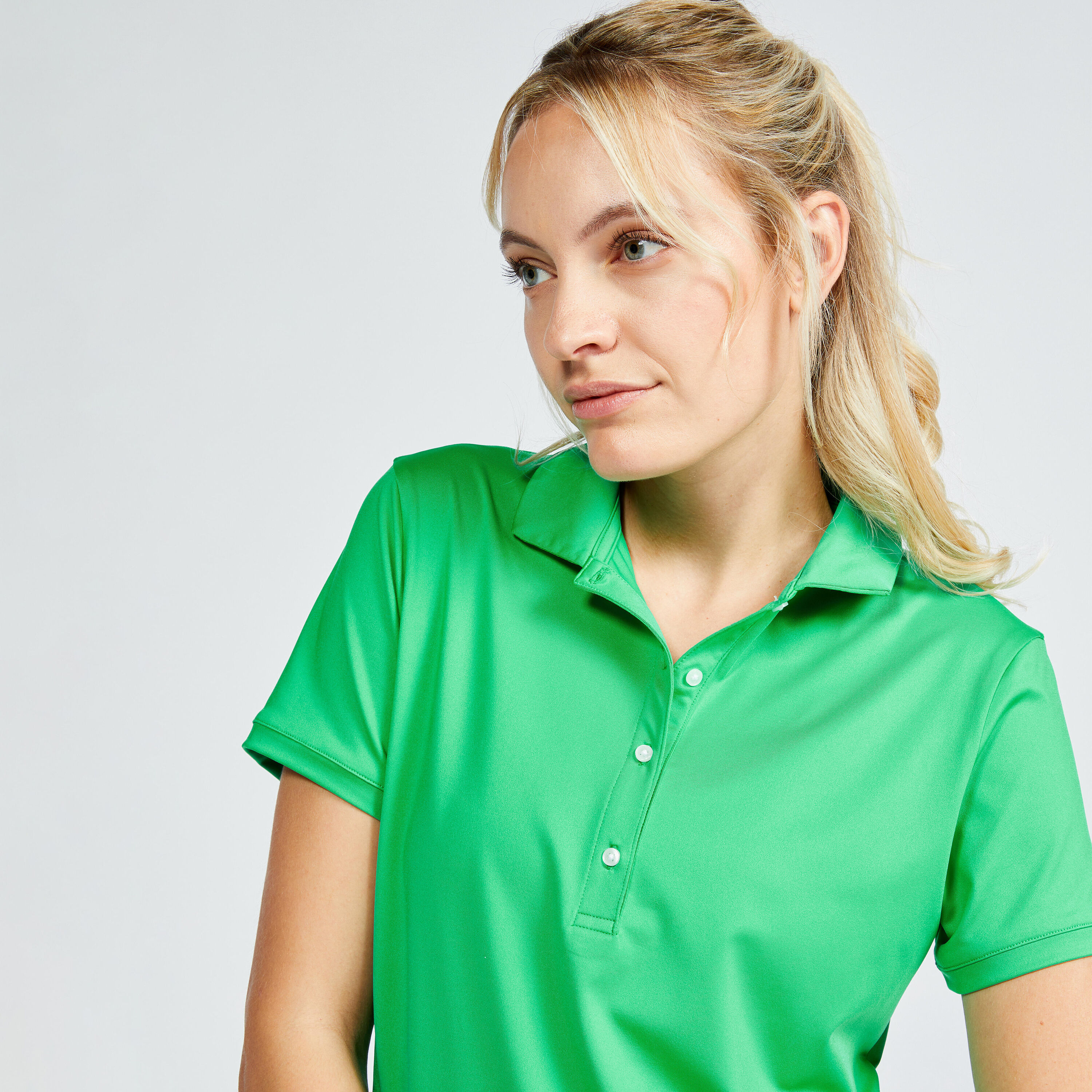 INESIS Women's Golf Short-Sleeved Polo Shirt- WW 500 green