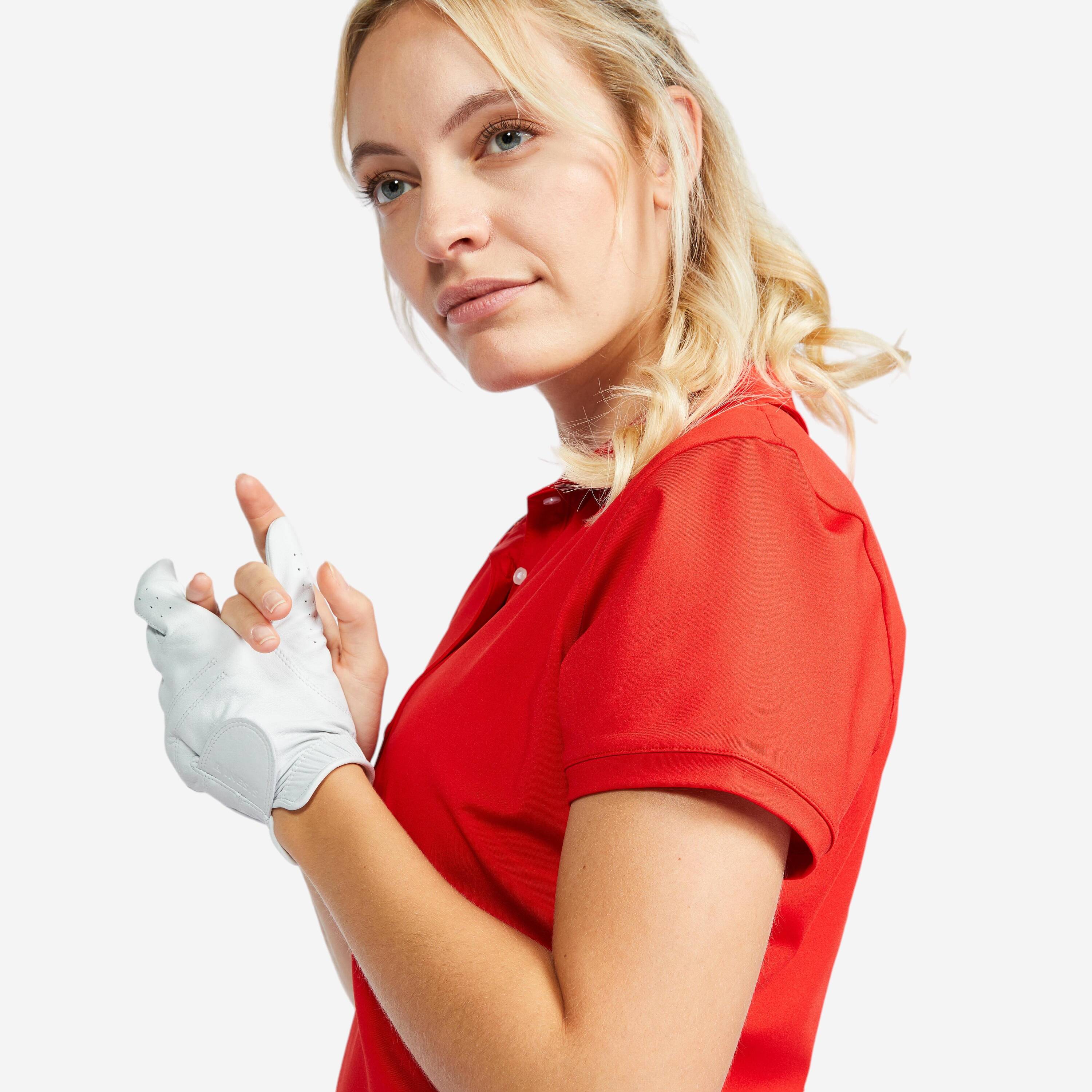 Women's Golf Short-Sleeved Polo Shirt- WW 500 red -  3