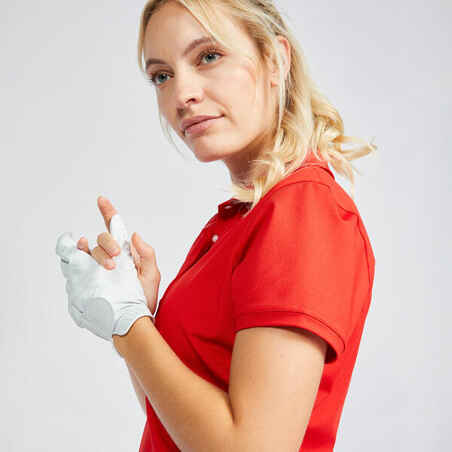 Rdeča ženska polo majica s kratkimi rokavi za golf WW 500