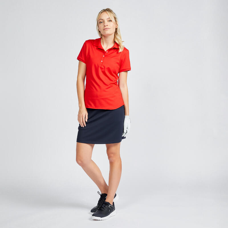 Polo de golf manga curta Mulher - WW 500 vermelho