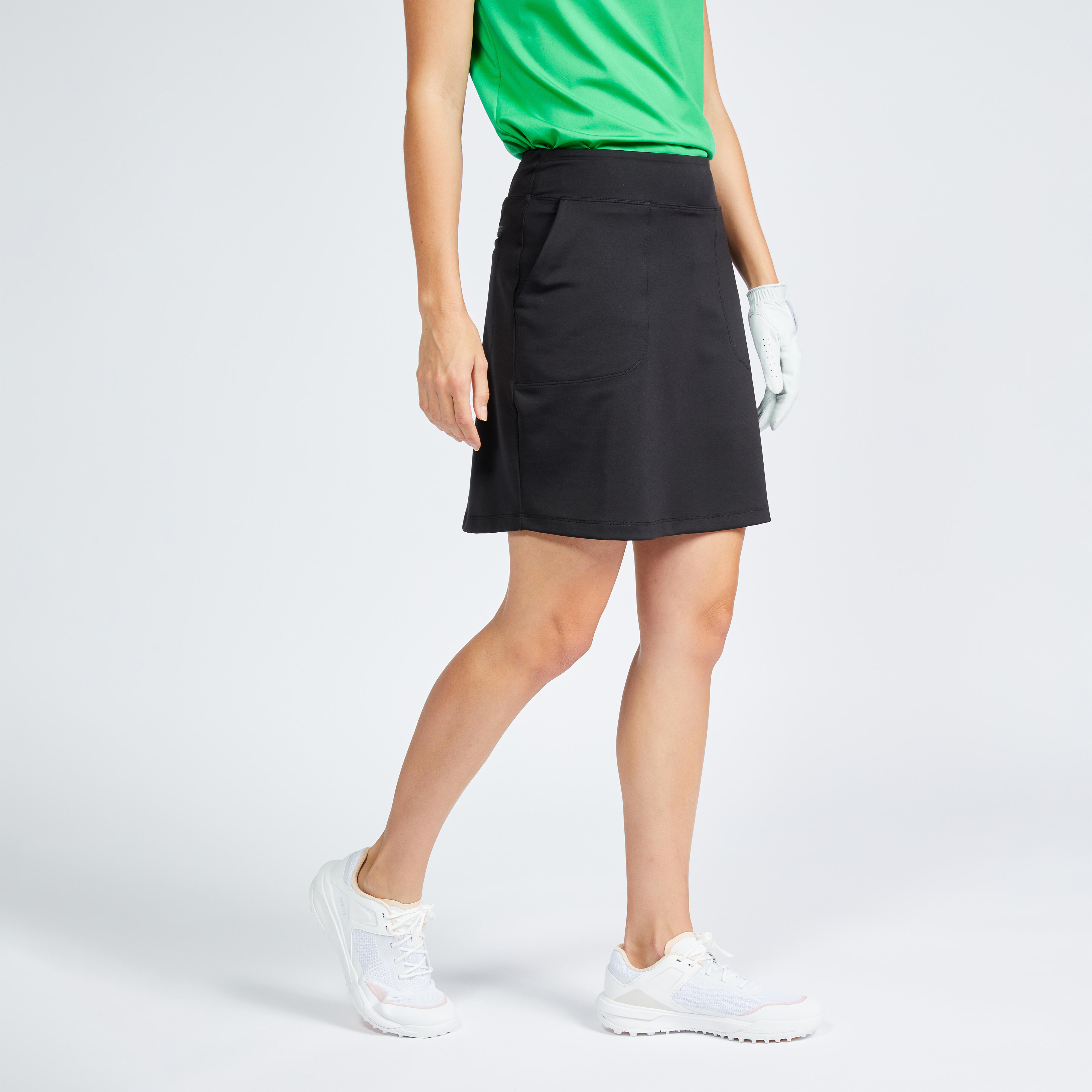 jupe short golf femme - ww500 noir - inesis