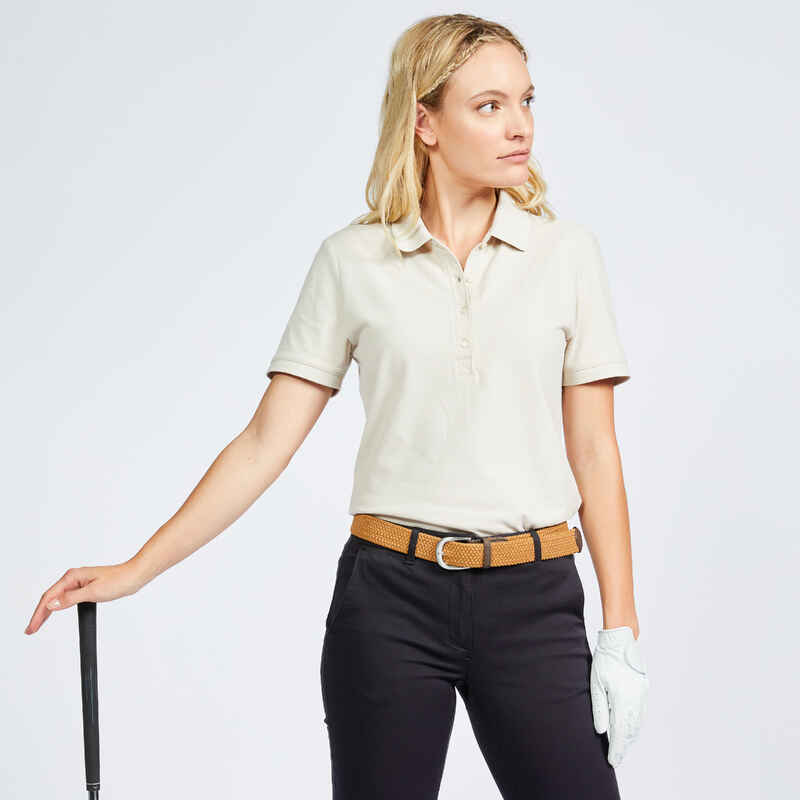 Camiseta Polo Golf Corta Mujer - MW500 beis claro - Decathlon