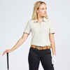 Women's short-sleeved golf polo shirt - MW500 light beige