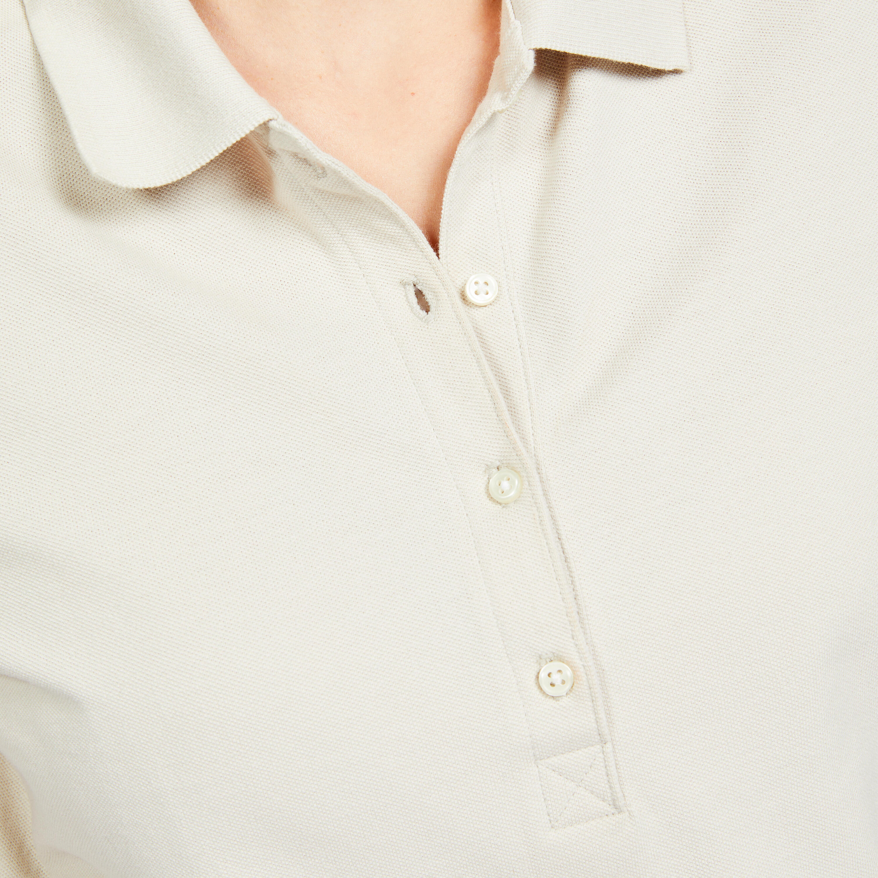 Women's short-sleeved golf polo shirt - MW500 light beige 5/6