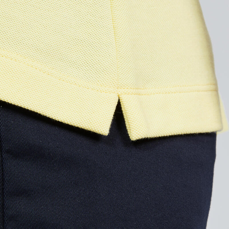 Polo de Golf MW500 Manga Curta Mulher Amarelo pálido