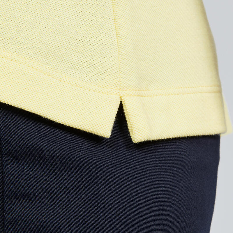 Polo golf en coton manches courtes Femme - MW500 jaune pâle