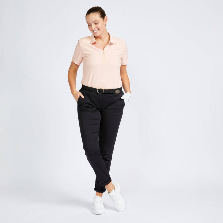 Women's golf cotton short sleeve polo shirt - MW500 pale pink