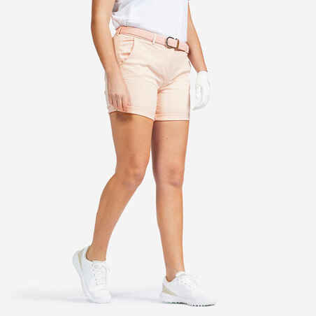 Pastelno rožnate ženske kratke hlače za golf MW500 