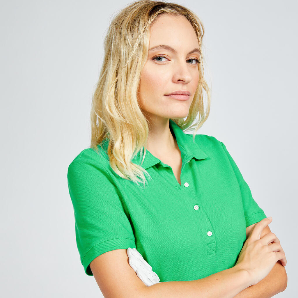 Sieviešu īspiedurkņu golfa polo krekls, “MW500”, zaļš