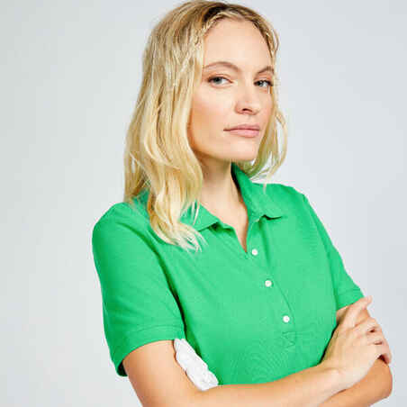 Women's short-sleeved golf polo shirt - MW500 green