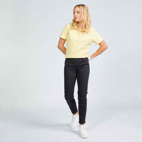 Moteriški trumparankoviai golfo polo marškinėliai „MW500“, gelsvi