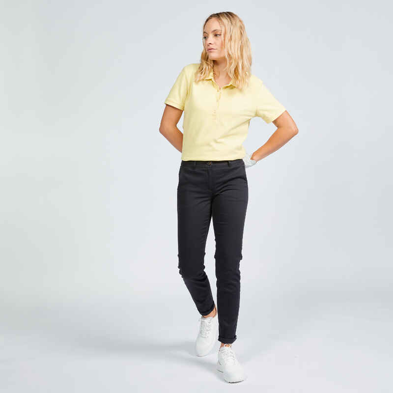 Women's golf short sleeve polo shirt - MW500 pale yellow