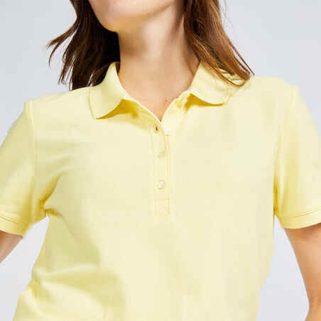 Moteriški trumparankoviai golfo polo marškinėliai „MW500“, gelsvi