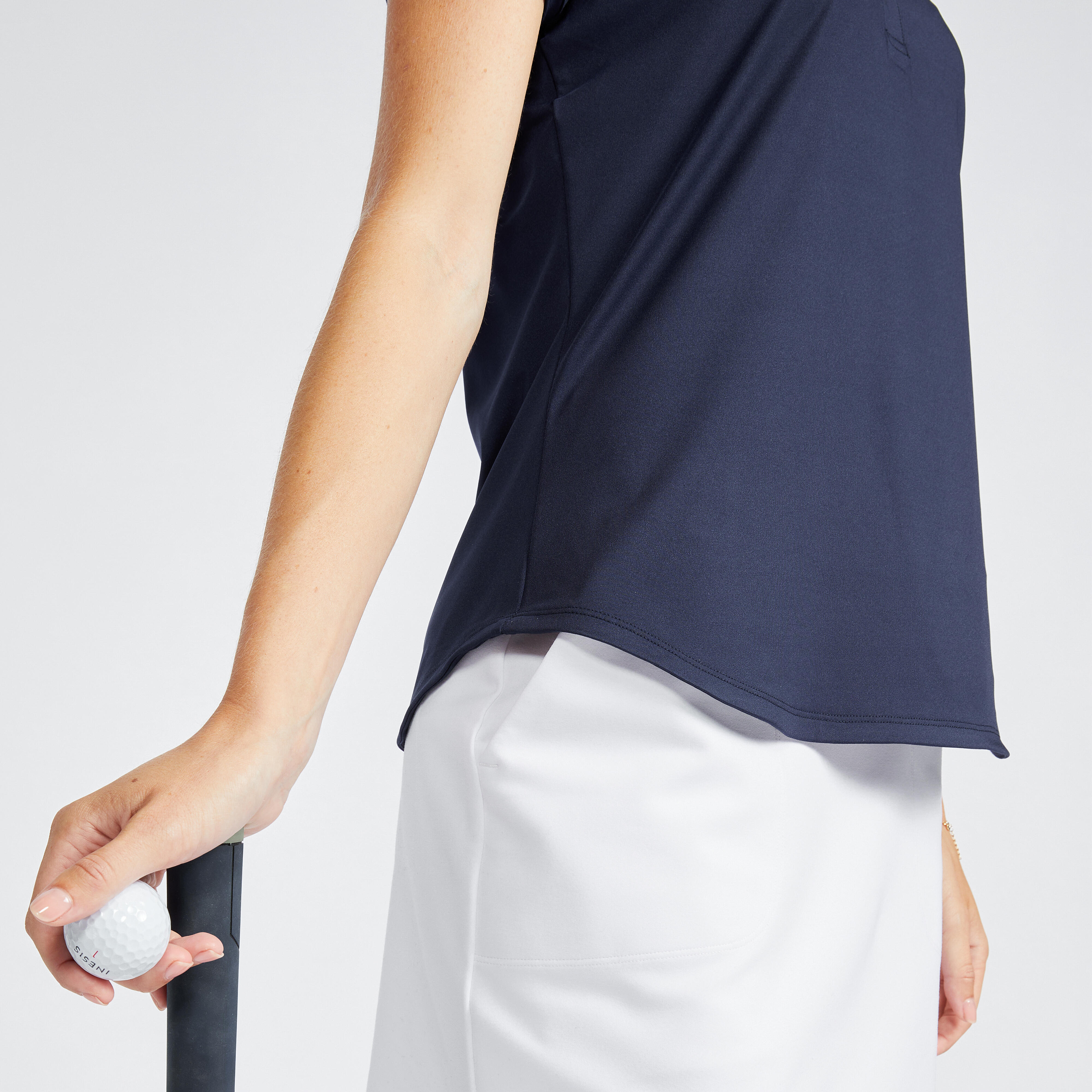 Women’s short-sleeved golf polo shirt WW500 blue