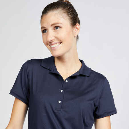 Polo majica kratkih rukava za golf WW 500 ženska mornarski plava 