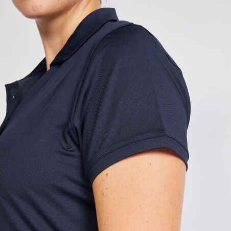 Moteriški trumparankoviai golfo polo marškinėliai „WW500“, tamsiai mėlyni