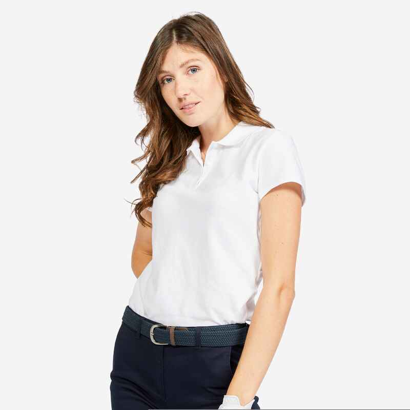 Women's golf short-sleeved polo shirt MW100 white