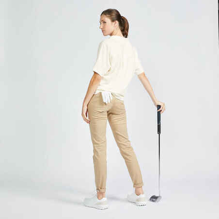 Moteriški trumparankoviai golfo polo marškinėliai „MW520“, dramblio kaulo spalvos
