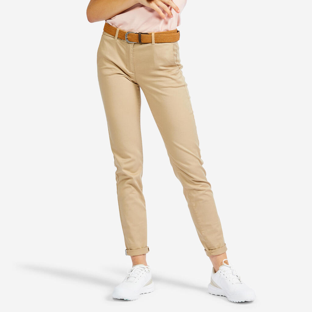 Pantalon de golf femme MW500 beige