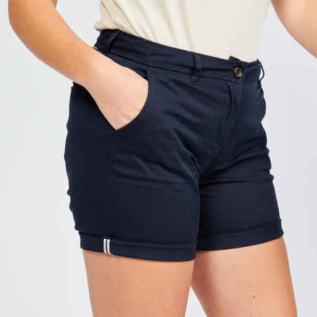 Women's golf cotton chino shorts - MW500 navy blue